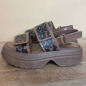 Melissa chunky brown black daisies Brave platform sandals women’s size 10